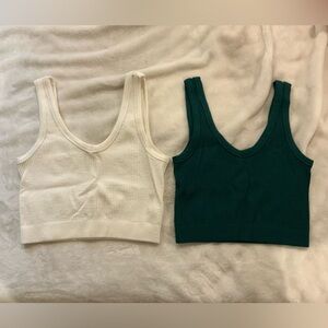 Amazon Ribbed Knit Tank Tops in Cream and Green